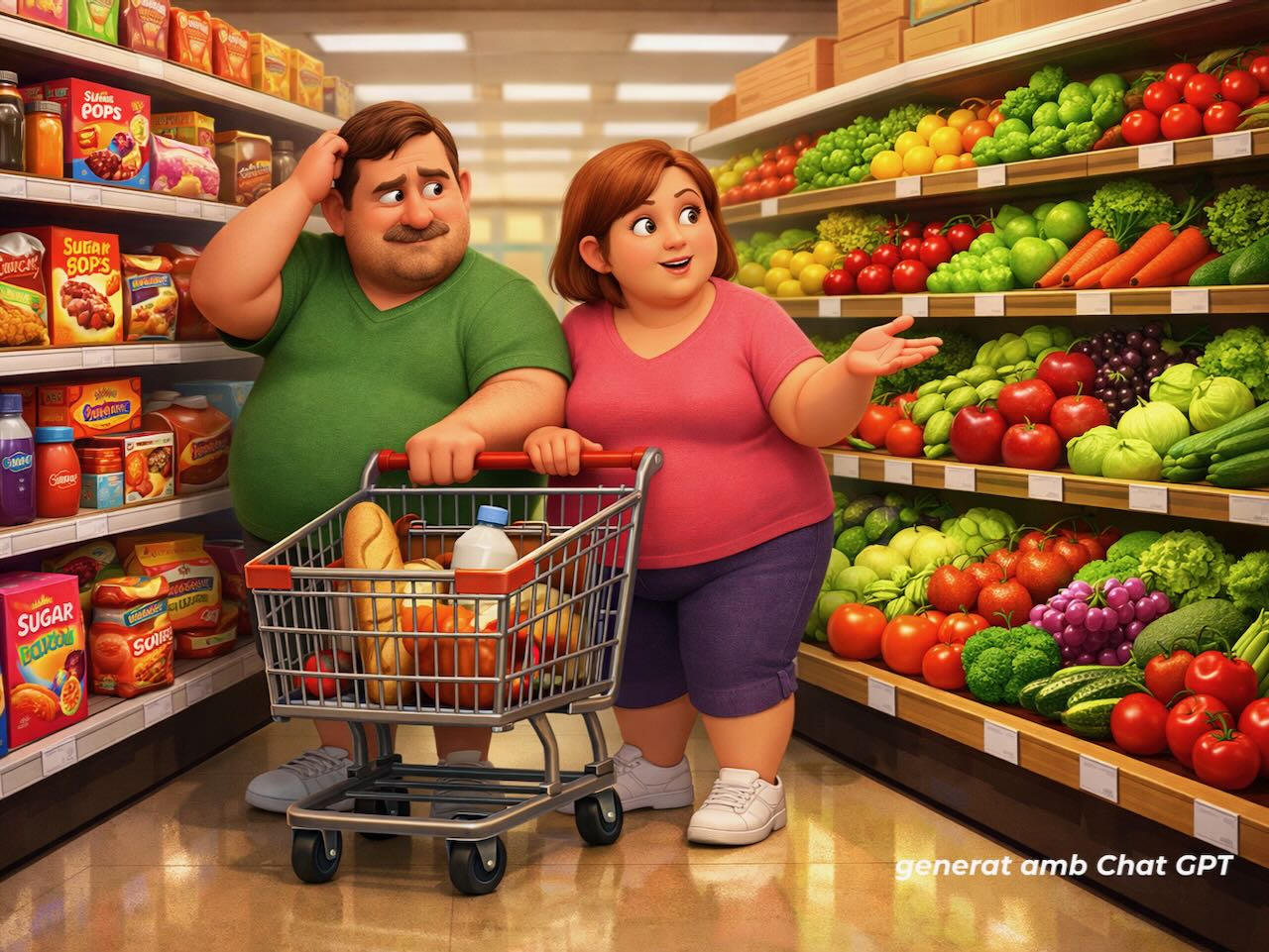 consumidors en super (imatges de chat gpt)